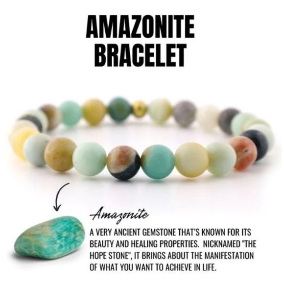 10mm Amazonite Frosted Matte Jasper Stretch Bracelet - Picture 1 of 9